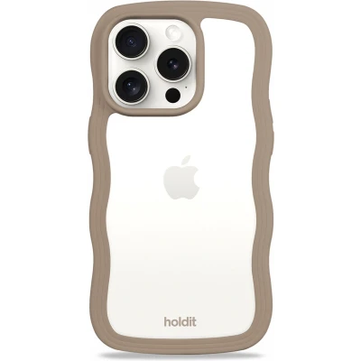 Afbeelding van Holdit Hoesje Geschikt voor iPhone 14 Pro Wavy Case bruin