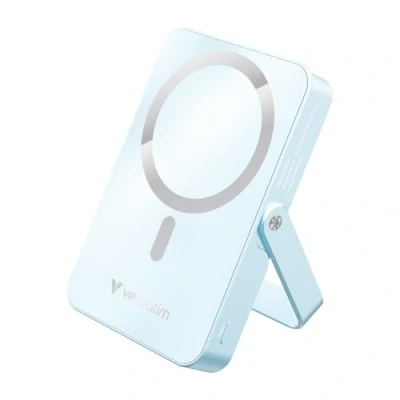 Image de Verbatim Charge &#039;n&#039; Go Banque d&#039;alimentation sans fil magnétique, avec support Li pol 10000 mAh 20 Watt 3 A PD (24 pin USB C) bleu