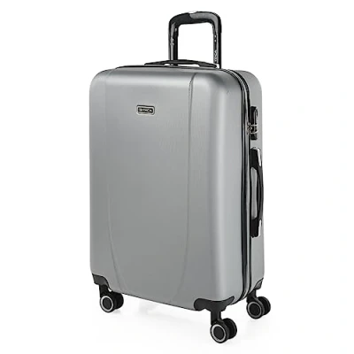 Afbeelding van ITACA trolley koffers, ABS Harde buitenbekleding, bestendig en licht. Telescopische handgreep, 2 handvatten, 4 wielen. Geïntegreerd slot. Lage kosten, klein, gemiddeld, groot, zilver.
