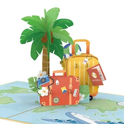 Afbeelding van papercrush® Goede reis pop upkaart 3D cadeaukaart voor vakantie, huwelijksreis of koffer grappig cadeau reiskist, goed vakantie en vakantiegeld
