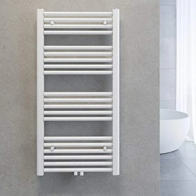 Afbeelding van SONNI Handdoekenrek Badkamer Handdoekdroger Radiator Centrale Aansluiting Handdoekverwarmer Wit Recht 50 x 100 cm