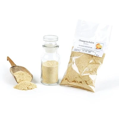 Afbeelding van Gemalen sinaasappelschil, bakingrediënten, sinaasappelpoeder, fruitpoeder, bakkruiden, kerstkruiden, smoothiepoeder, glutenvrij, 40 g