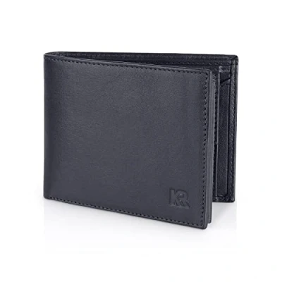 Afbeelding van KRONIFY Helios Portefeuille en cuir pour homme avec protection RFID I poche pièces de monnaie espace 13 cartes, bleu, Landscape (12,5x10,5x2cm),