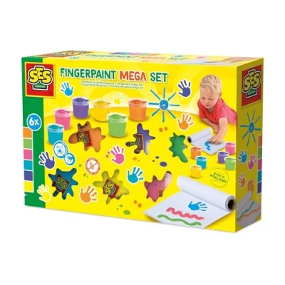 Afbeelding van Ses, Kleuren + verf voor doe het zelvers, SES Fingerfarben Mega Set 6 Farben X 110 Ml (Lila, Groen, Blauw, Oranje, Roze, Geel, 660 ml)