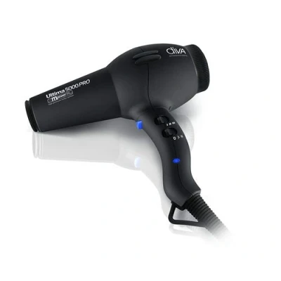 Image de Diva Professional Ultima 5000 Pro Black Sèche cheveux professionnel avec moteur AC longue durée et embout étroit noir