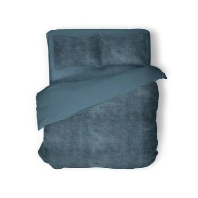 Afbeelding van Eleganzzz Dekbedovertrek flanel fleece Steel Blue 240x200/220cm 100% Lits Jumeaux dekbedovertrekken