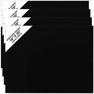 Afbeelding van Belle Vous 4 Pak Zwart Canvas 40 x 50 cm Voorgerekte Paneelborden Geschikt voor Acryl en Olieverf, Maar ook Schetsen Tekenen