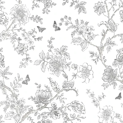 Afbeelding van Homestyle Behangpapier Bloemen Behang Grijs / Wit 0,53 x 10 M.
