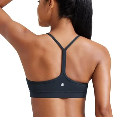 Afbeelding van CRZ yoga dames lage impact gewatteerde sportbeha voor Y racer rug spaghettibandjes beha tops, Echte marine