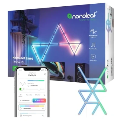 Afbeelding van Nanoleaf Lines 60 Degrees Starterkit Slimme Verlichting 15 RGB LED Light Bars Siri, Google, Alexa Compatibel