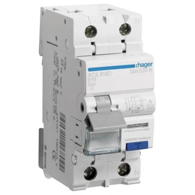 Afbeelding van Hager ACS916D Aardlekschakelaar/zekeringautomaat 2 polig 16 A 0.01 240 V