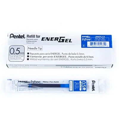 Afbeelding van Pentel Energel Pure LRN5TL CX Navullingen met gekleurde behuizing, blauw, lijnbreedte 25 mm, naaldpunt, 12 stuks