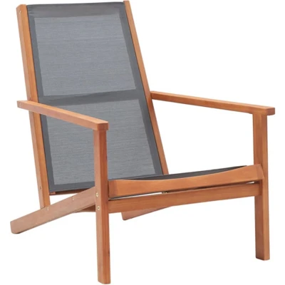 Afbeelding van Loungestoel massief eucalyptushout en textileen grijs