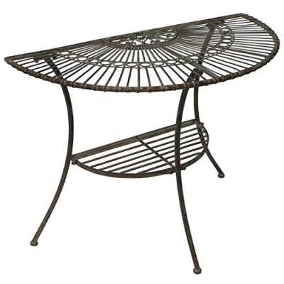 Afbeelding van DanDiBo Tisch Malega 100531 halfronde wandtafel, metalen bijzettafel, 100 cm, tuintafel, halbtisch, wandtafel