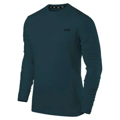 Afbeelding van TCA Element Sport en hardloopshirt, lange mouwen, hoge kraag, T shirt voor heren, Blauw