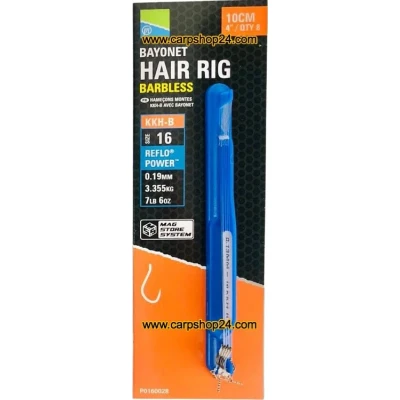 Afbeelding van Preston KKH B Bayonet Hair Rigs Barbless 10cm (8 pcs) Maat : Haak 16 0.19mm