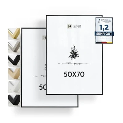 Afbeelding van Heimlich® Set van 2 fotolijsten 50 x 70 cm zwart metaal grote fotolijst aluminium metalen lijst om op te hangen