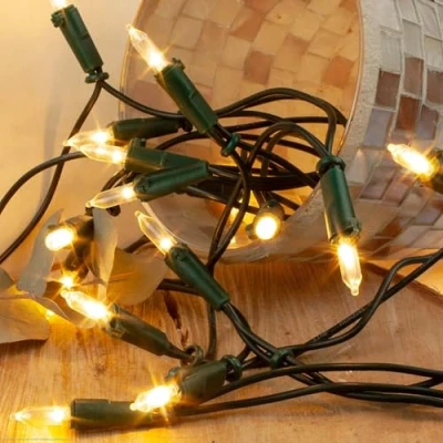 Afbeelding van hellum Lichtsnoer met 35 leds, warmwit, 5,10 m, voor binnen, groene kabel, lichtketting binnen stekker, verlichting &lt; 59 lm