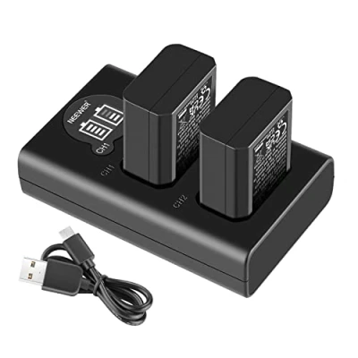 Afbeelding van NEEWER NP FW50 batterijladerset voor Sony ZV E10, A7, A7R, A7RII, A7II, A7SII, A7S, a6300, a6400, a6500, RX10 Series camera (2 x 1100 mAh reservebatterijen, micro USB en Type C
