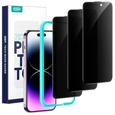 Afbeelding van ESR 3 stuks displaybeschermfolie van gehard glas voor iPhone 14 Pro Max, micro gebogen randen, compatibel met hoesjes