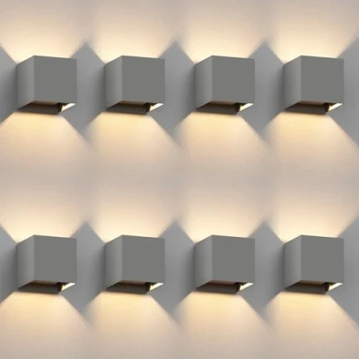 Afbeelding van ledscom.de 8 stuks CUBEL wandlamp voor buiten, IP65, up/downlight, mat grijs, vierkant, 1 x G9 max. 10 W