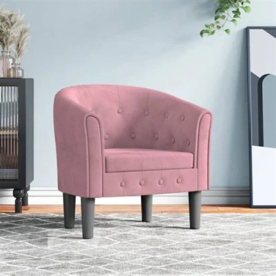 Afbeelding van Kuipstoel fluweel roze