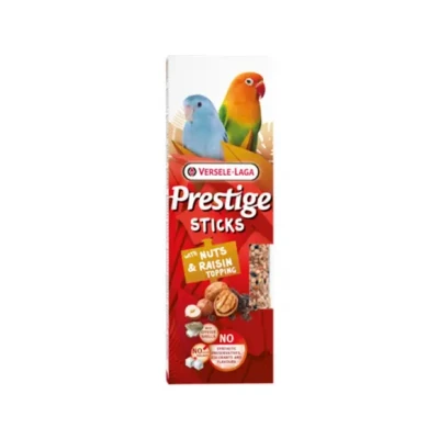 Afbeelding van Versele Laga Prestige Sticks Kleine Papegaaien Vogelsnack Noten Rozijn 60 g 2 stuks