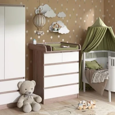 Afbeelding van Vicco Commode Emma, Sonoma/Wit, 80 x 110.2 cm met 5 laden