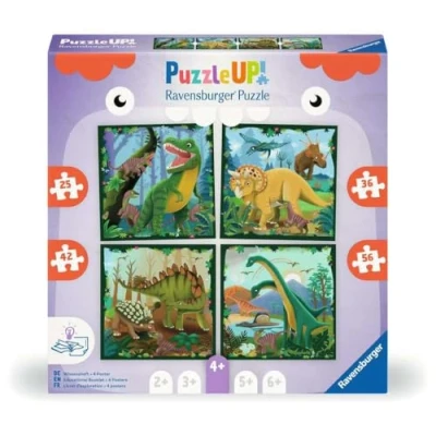 Afbeelding van Ravensburger Puzzel UP! dinosaurussen van, 12004003 4 puzzels met 25, 36, 42, 56 stukjes om (56 onderdelen)
