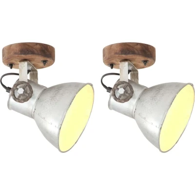 Afbeelding van vidaXL Wand /plafondlampen industrieel 2 st E27 20x25 cm zilverkleurig