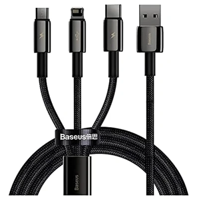 Afbeelding van Baseus Tungsten 3 in 1 USB naar Lightning/USB C/MicroUSB Kabel 1.2M
