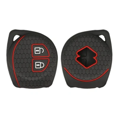 Afbeelding van kwmobile autosleutel hoesje geschikt voor Suzuki 2 knops hoes TPU behuizing Beschermende auto sleutel case Sleuteletui in mat zwart / rood