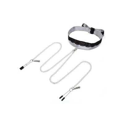 Afbeelding van Fifty Shades Of gray Satijnen Collar Met Tepelklemmen