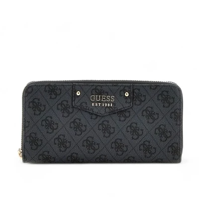Afbeelding van GUESS Portemonnee Eco Brenton SLG Large Zip Around Wallet Coal Logo Antraciet