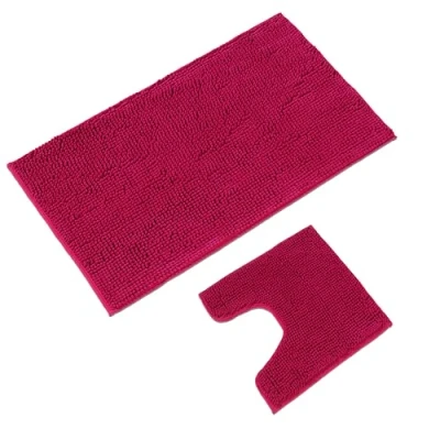 Afbeelding van WohnDirect 2 delige badmat met decolleté antislip en machinewasbaar wc uitsparing roze