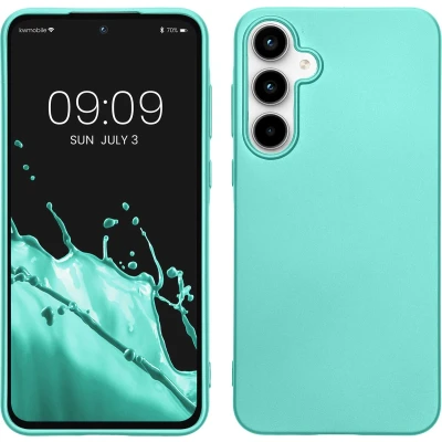Afbeelding van kwmobile telefoonhoesje geschikt voor Samsung Galaxy A55 5G Hoesje smartphone Back cover in metallic turquoise