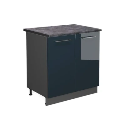 Afbeelding van Vicco Wastafelkast Fame Line, Donkerblauw hoogglans/Antraciet, 80 cm met legplank, WB Antraciet