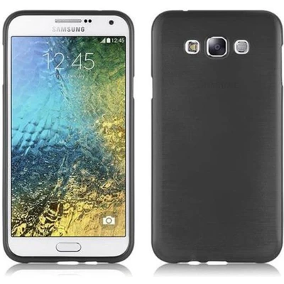 Afbeelding van Cadorabo Hoesje geschikt voor Samsung Galaxy E7 in ZWART Beschermhoes van flexibel TPU silicone Case Cover Brushed design