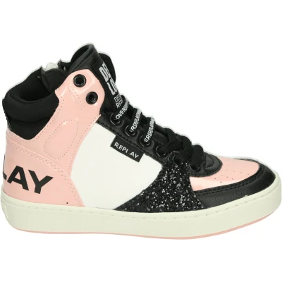 Afbeelding van Replay Sneakers hoog voor kinderen, Maat: 39, Black white Leer