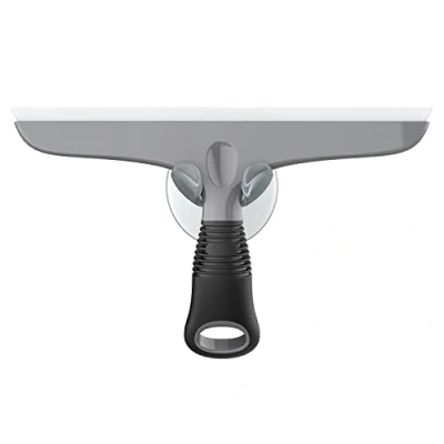 Afbeelding van MR.SIGA, Multifunctionele siliconen schraper voor ramen, douchedeur, autoruit, robuuste zelfreiniger, met zuignaphaak, 25 cm, grijs en zwart, 1 verpakking
