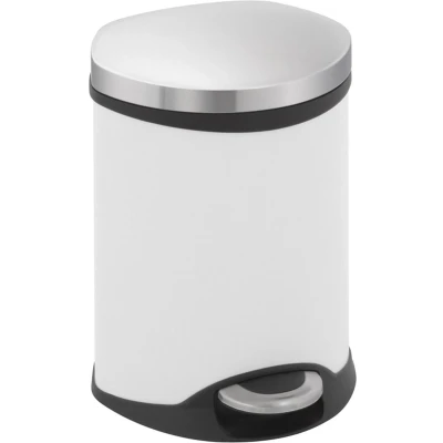 Afbeelding van EKO Shell Bin pedaalemmer 6 liter Steel Plastic wit, mat RVS Prullenbak