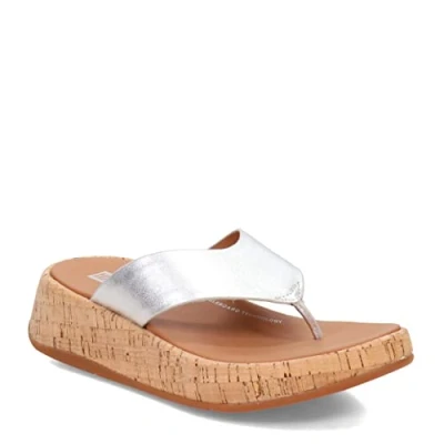 Afbeelding van Fitflop Flatform TOE POST Teensandalen, Dames, Maat: 38, Silver Leer