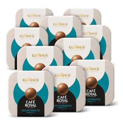 Afbeelding van 90 koffieballen cafeïnevrij, 100% composteerbaar premium koffieballen, speciaal ontwikkeld voor het gebruik van CoffeB by Café Royal koffiezetapparaat