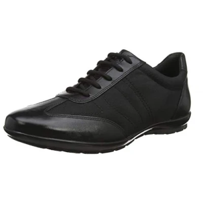 Afbeelding van Geox U Symbol B Sneakers laag, Heren, Maat: 39, Black Leer en textiel