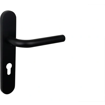 Afbeelding van Lavuzo deurkruk Oristano Zwart met afgerond schild PC72 Per set Deurklink