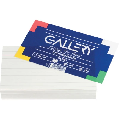Afbeelding van Gallery Witte Systeemkaarten, Ft 7,5 X 12,5 Cm, Gelijnd, Pak Van 100 Stuks Systeemkaart