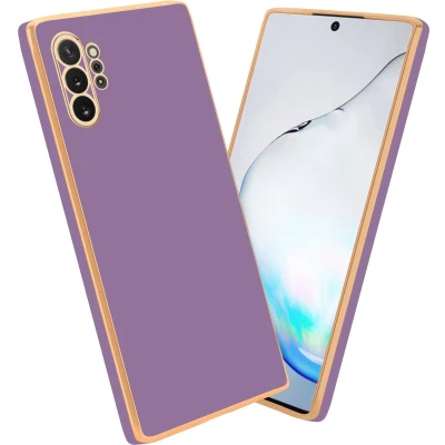 Afbeelding van Cadorabo Hoesje geschikt voor Samsung Galaxy NOTE 10 PLUS in Glossy Paars Goud Beschermhoes Case Cover van flexibel TPU silicone en met camerabescherming