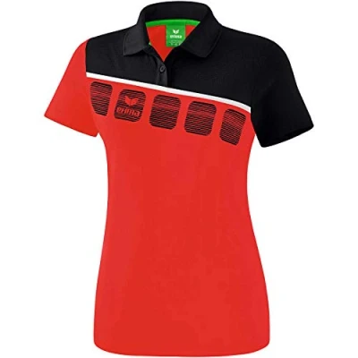 Afbeelding van 5 C polo dames rood/zwart/wit / 44