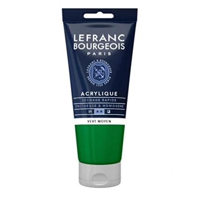 Afbeelding van Lefranc Bourgeois 300392 fijne acrylverf, sterk gepigmenteerd, goed dekkingsvermogen, homogene romige textuur, bestand tegen veroudering, lichtecht, tube van 80 ml middengroen