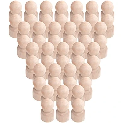 Afbeelding van Belle Vous 50 Pak Onbewerkte Pin Popjes 2,5 x 1,5cm Natuurlijk Houten Decoratieve Figuur Vormpjes Voor DIY kunst &amp; Hobby en Verven Lichaampjes Decoratie Hobbies